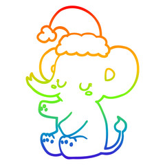 rainbow gradient line drawing cute christmas elephant
