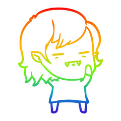 rainbow gradient line drawing cartoon undead vampire girl