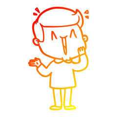warm gradient line drawing cartoon excited man