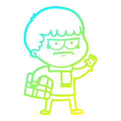 cold gradient line drawing cartoon illustration