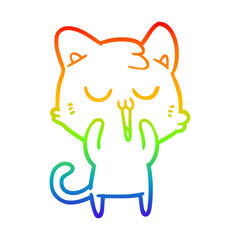 Obraz premium rainbow gradient line drawing cute cartoon cat