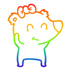 rainbow gradient line drawing female polar bear cartoon