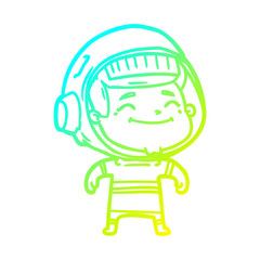 cold gradient line drawing happy cartoon astronaut