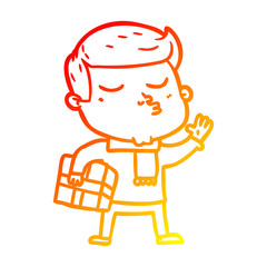 warm gradient line drawing cartoon model guy pouting