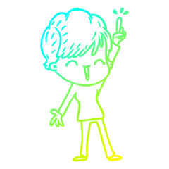 cold gradient line drawing cartoon laughing woman