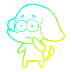 cold gradient line drawing cartoon unsure elephant