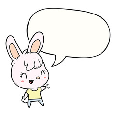 cute cartoon rabbit and speech bubble