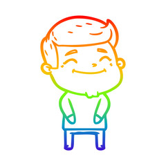 Obraz na płótnie Canvas rainbow gradient line drawing happy cartoon man