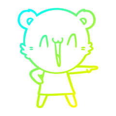 cold gradient line drawing happy bear cartoon