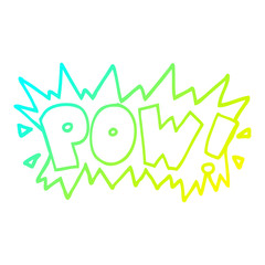cold gradient line drawing cartoon word pow