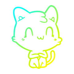 cold gradient line drawing cartoon happy cat
