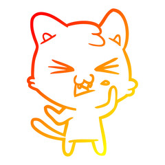 warm gradient line drawing cartoon cat