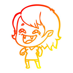 warm gradient line drawing cartoon laughing vampire girl