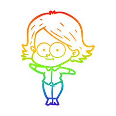 rainbow gradient line drawing happy cartoon girl