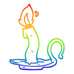 rainbow gradient line drawing cartoon burning candle