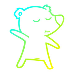 cold gradient line drawing happy cartoon bear