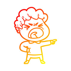 warm gradient line drawing cartoon furious man