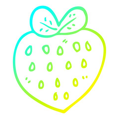 cold gradient line drawing cartoon strawberry fr