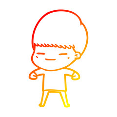 warm gradient line drawing cartoon smug boy