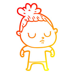 warm gradient line drawing cartoon calm woman