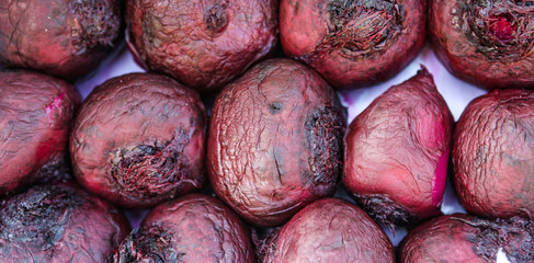 Close up of beets at market. 