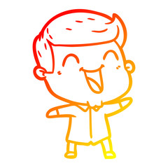 warm gradient line drawing cartoon man laughing