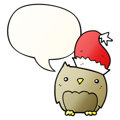 cute christmas owl and speech bubble in smooth gradient style