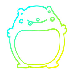cold gradient line drawing cartoon fat bear