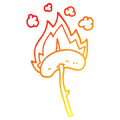 warm gradient line drawing cartoon hot dog