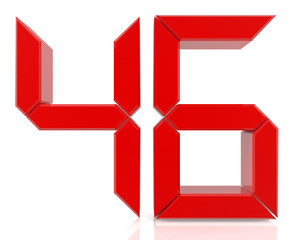 Obraz premium Red digital numbers 46 on white background 3d rendering