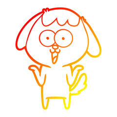 warm gradient line drawing cute cartoon dog
