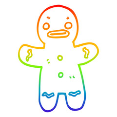 rainbow gradient line drawing cartoon gingerbread man