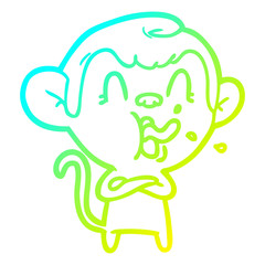 cold gradient line drawing crazy cartoon monkey