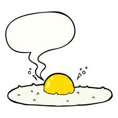 cartoon fried egg and speech bubble