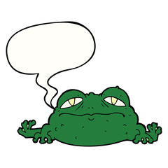 cartoon ugly frog and speech bubble