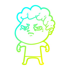 cold gradient line drawing cartoon angry man