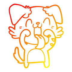warm gradient line drawing cartoon panting dog