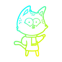 cold gradient line drawing cartoon cat