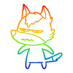rainbow gradient line drawing cartoon annoyed wolf