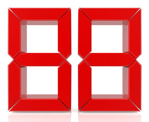 Red digital numbers 88 on white background 3d rendering