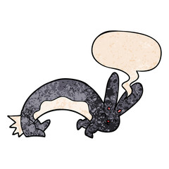 funny cartoon rabbit and speech bubble in retro texture style