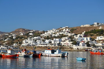 Fototapeta na wymiar Harbour View in Beautiful Mykonos Greece
