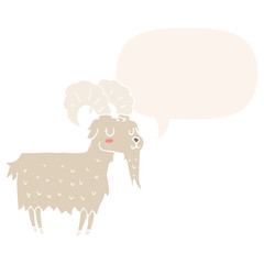 cartoon goat and speech bubble in retro style