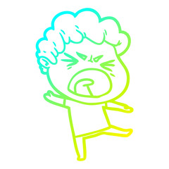 cold gradient line drawing cartoon furious man
