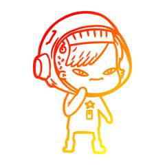 warm gradient line drawing cartoon astronaut woman