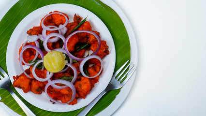 South indian Snack cauliflower 65 cauliflower Fry with onions
