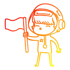 warm gradient line drawing cartoon curious astronaut