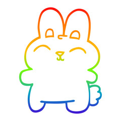 rainbow gradient line drawing happy cartoon rabbit