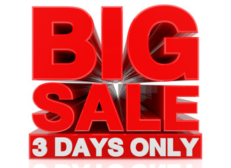 BIG SALE 3 DAYS ONLY word on white background 3D rendering