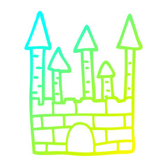 cold gradient line drawing cartoon traditional castle